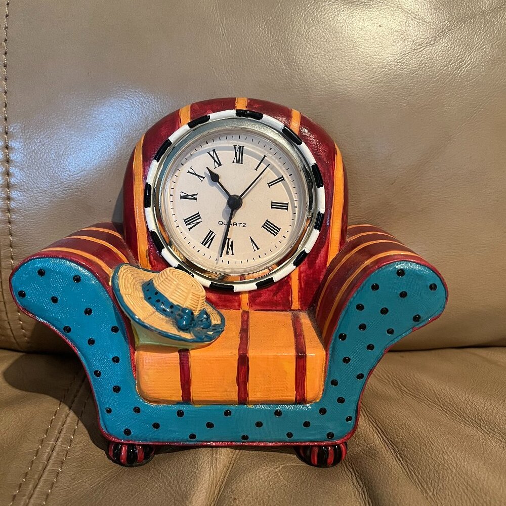 Vintage Milson & Louis Chair Clock Hand Painted Quartz Clock